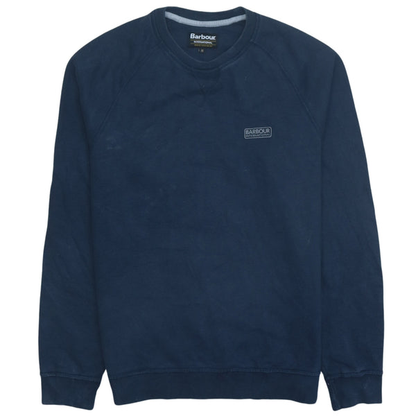 Vintage 90's Barbour Heavyweight Crew Neck Sweatshirt Medium Navy Blue