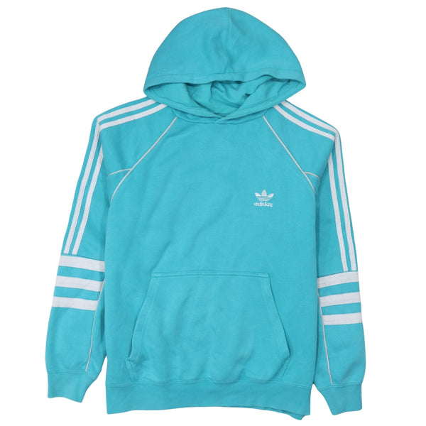 Adidas 90's Striped Sleeve Pullover Hoodie Medium  Blue