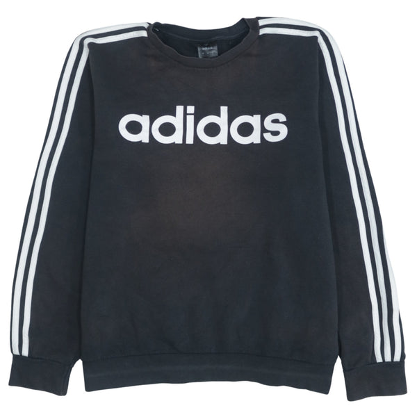 Adidas 90's Black Spellout Crew Neck Sweatshirt Medium