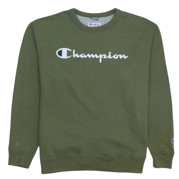Champion 90's Green Spellout Crew Neck Sweatshirt XL Vintage Style