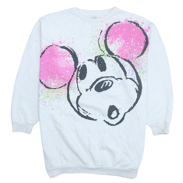 Vintage 90s Disney Mickey Mouse Crew Neck Sweatshirt Small White