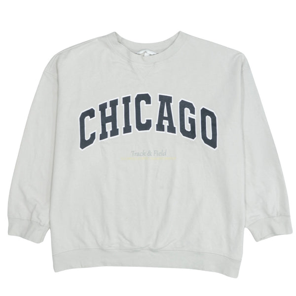 H&M Vintage 90's Chicago Track & Field Crew Neck Sweatshirt Large Beige Cream