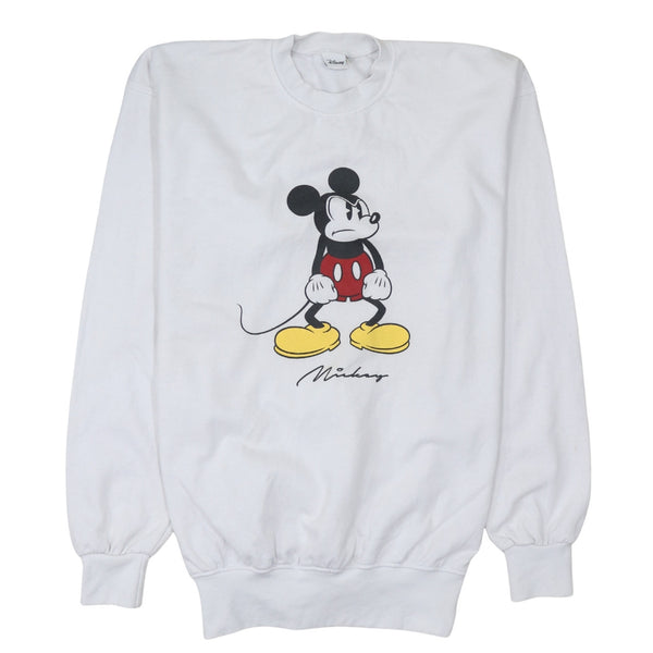 Disney 90's Mickey Mouse Crew Neck Sweatshirt Large  White