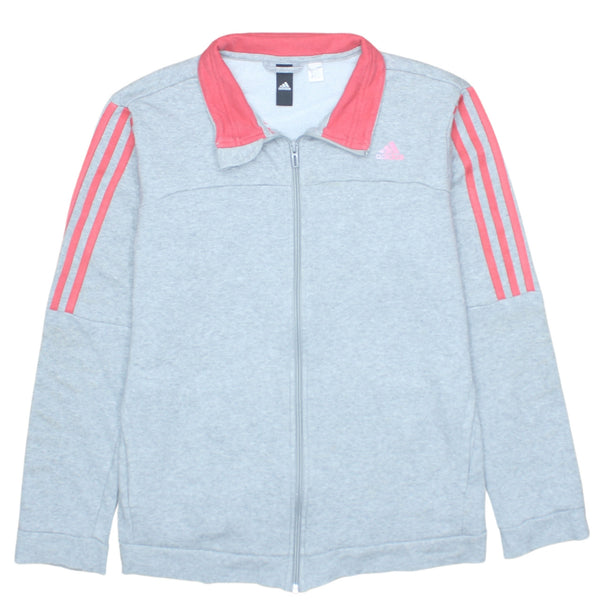 Adidas 90's Vintage Striped Sleeve Grey Sweatshirt Medium