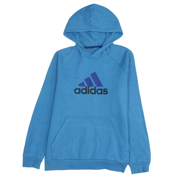 Adidas 90's Blue Spellout Pullover Hoodie Small