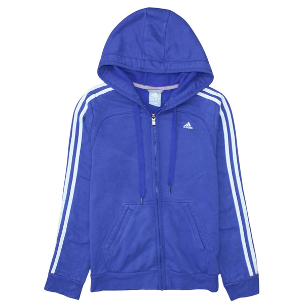 Adidas 90's Striped Sleeve Full Zip Up Hoodie Medium Blue