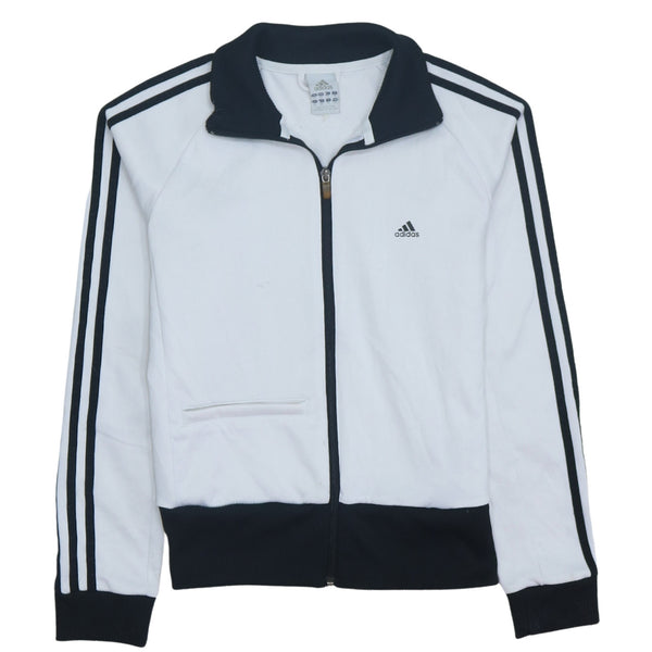 Adidas 90's Striped Sleeve Full Zip Up Sweatshirt Medium White