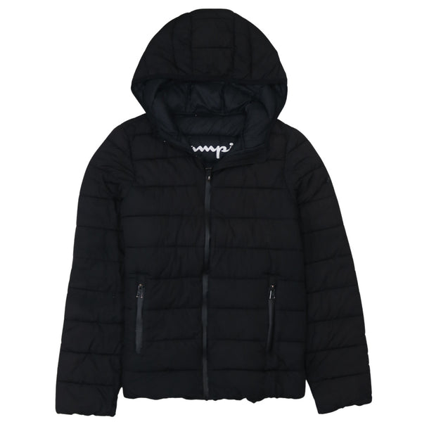 Champion 90's Plain Full Zip Up Puffer Jacket XSmall Black