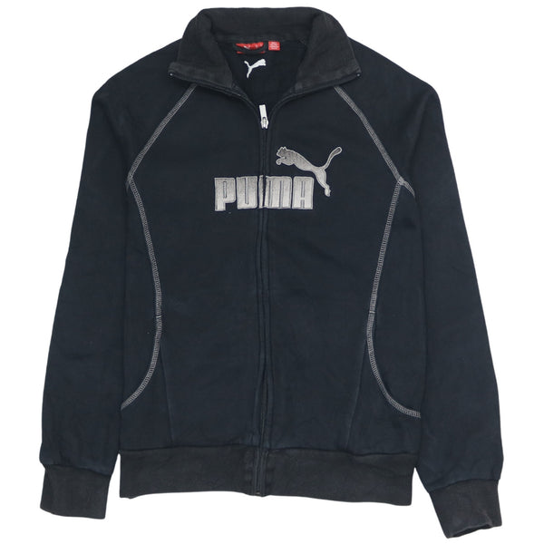 Puma 90's Vintage Spellout Black Full Zip Sweatshirt Size Small