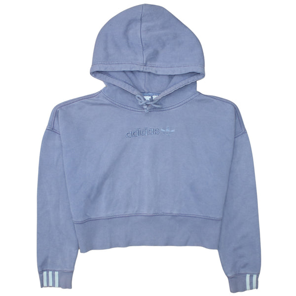 Adidas 90's 3 Stripes Cuffs Pullover Hoodie Small Blue