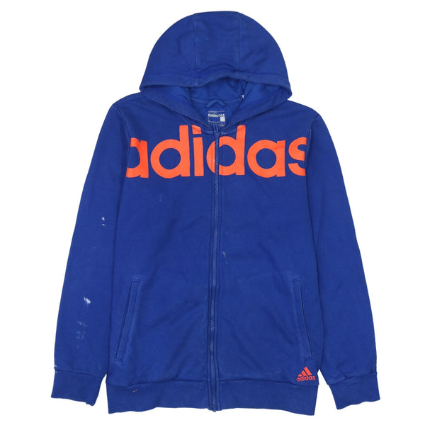 Adidas 90's Blue Spellout Full Zip Hoodie Men's Large
