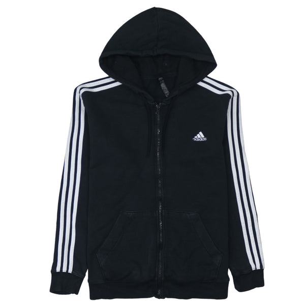 Adidas 90's Striped Sleeve Full Zip Up Hoodie Large Black