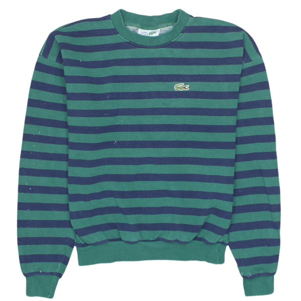 Vintage Lacoste 90's Striped Green Sweatshirt Medium Crew Neck