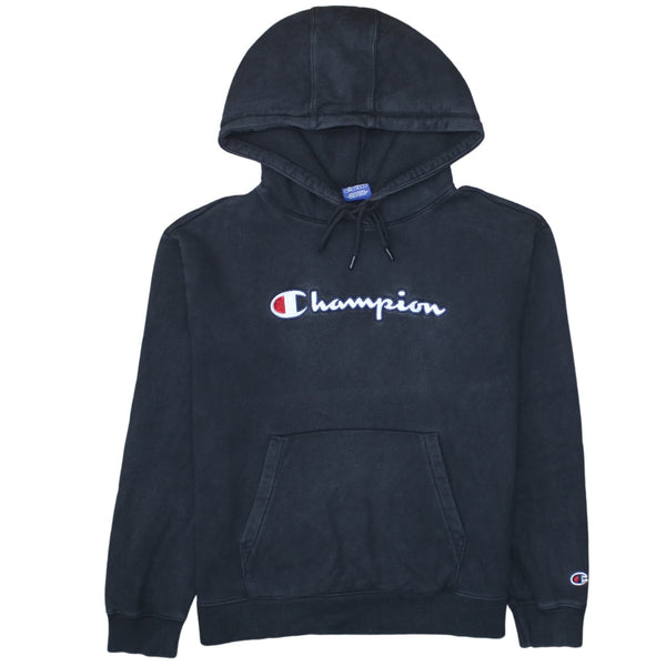 Champion 90's Spellout Pullover Hoodie Medium Black