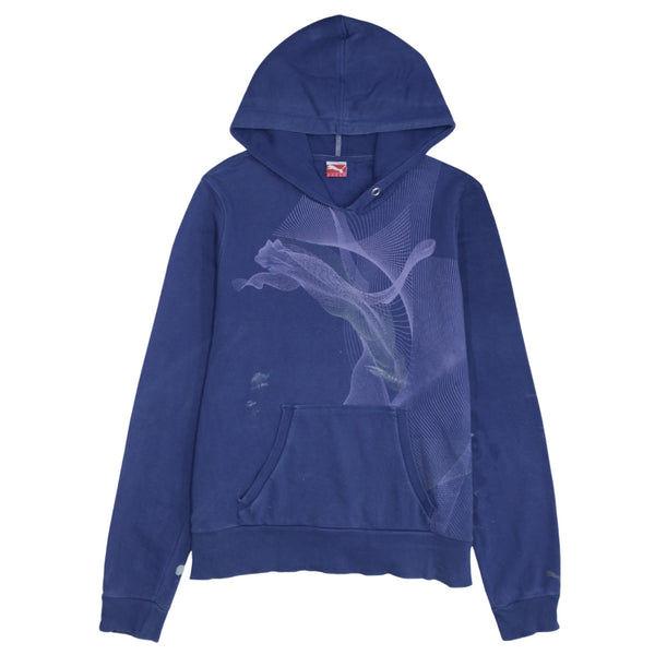Puma 90's Spellout Pullover Hoodie XLarge Navy Blue