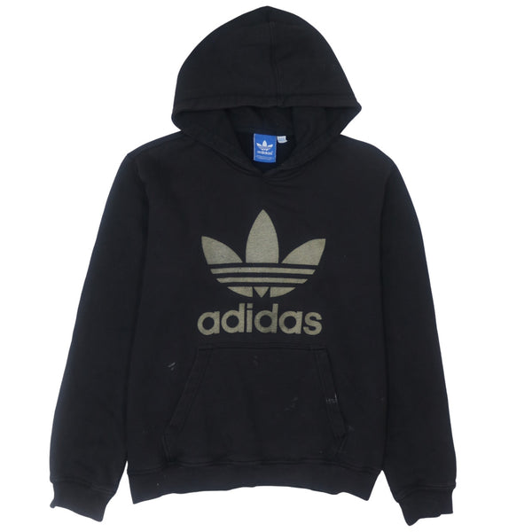 Adidas 90's Black Spellout Hoodie Large Vintage Cotton Style Pullover