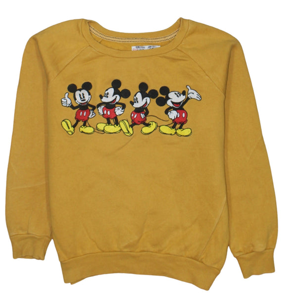 Disney 90's Mickey Mouse Crew Neck Sweatshirt Medium Yellow