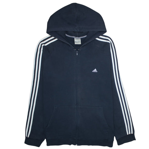 Adidas 90's Striped Sleeve Full Zip Up Hoodie XXXLarge (3XL) Black