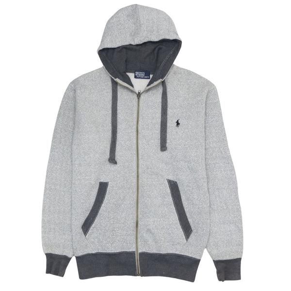 90s Polo Ralph Lauren Full Zip Grey Hoodie Small Drawstring Pockets