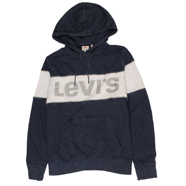 Levi's 90's Navy Blue Spellout Sportswear Hoodie Small