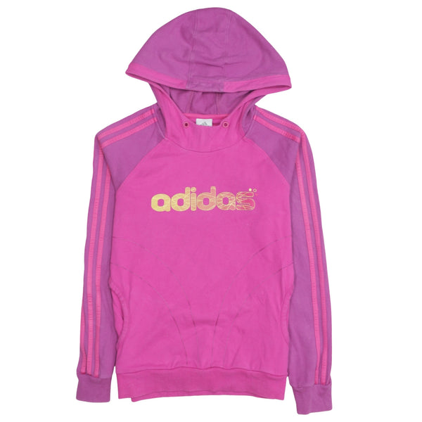 Adidas 90's Spellout Pullover Hoodie Small Pink