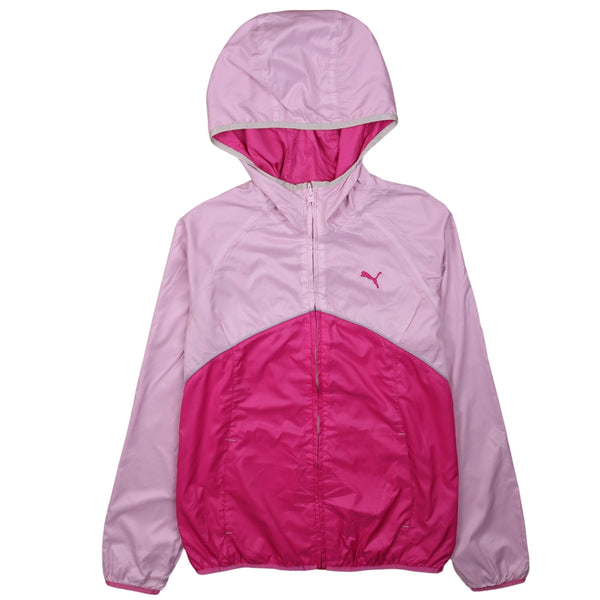 Puma Vintage 90's Pink Hooded Full Zip Windbreaker Medium
