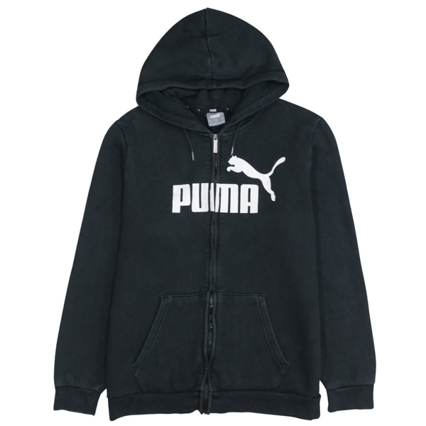 Puma 90's Vintage Spellout Full Zip Hoodie Large Black