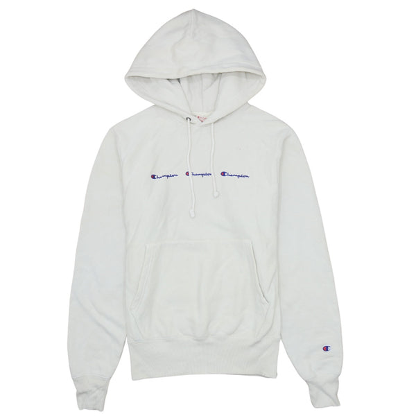 Champion Vintage 90's Pullover Hoodie White Small Drawstring Pockets