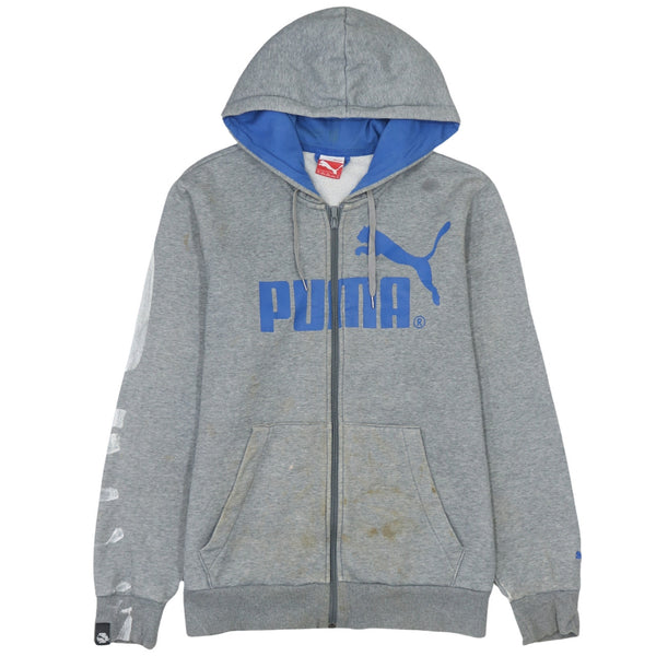 Puma 90's Vintage Grey Spellout Full Zip Hoodie Medium