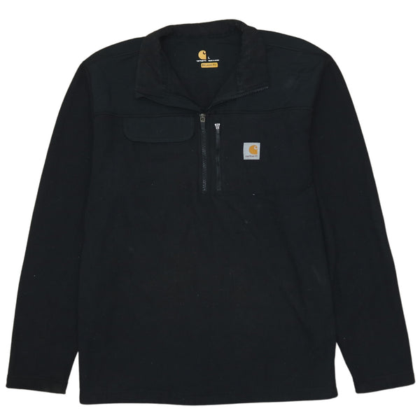 Carhartt 90's Plain Half Zip Sweatshirt Large Black