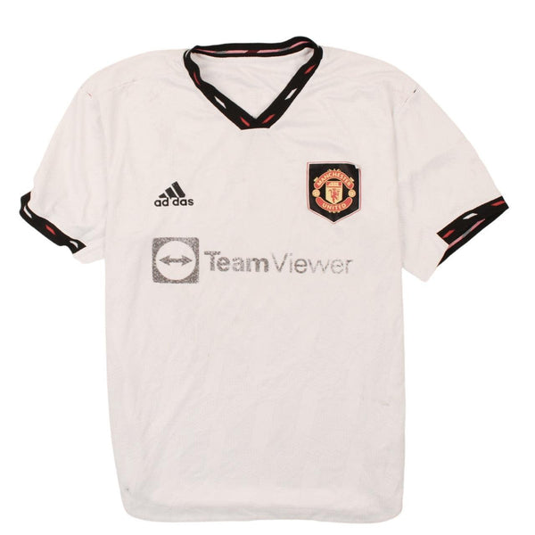 Adidas Men's 90's Man United V Neck T-Shirt White Medium Size