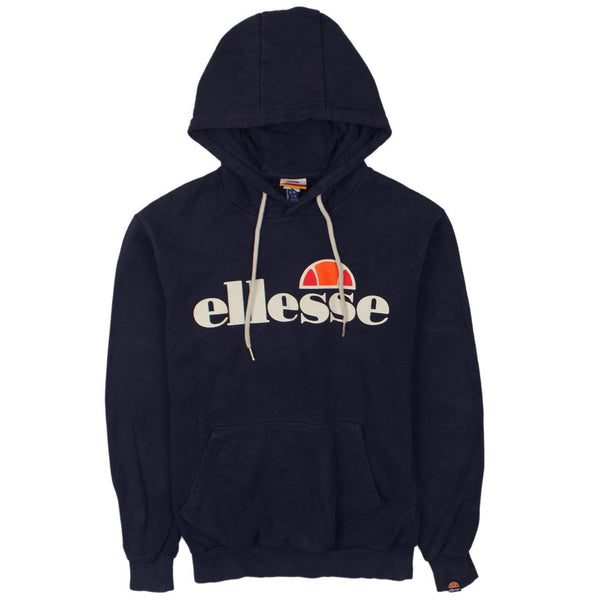 Ellesse Vintage 90's Navy Blue Spellout Pullover Hoodie Large