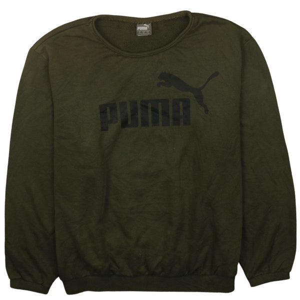 Puma 90's Green Spellout Crew Neck Sweatshirt Men's XL Vintage