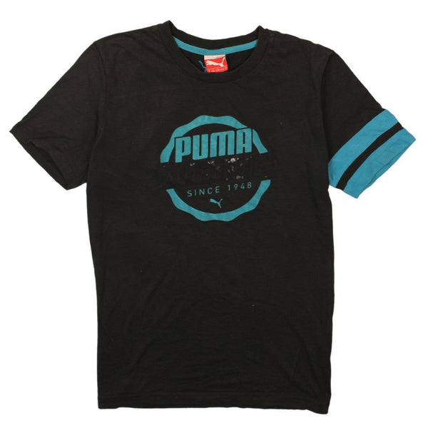 Puma 90s Men's Small Black Spellout Short Sleeve T-Shirt Vintage