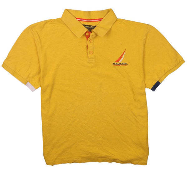 Vintage Nautica 90's Yellow Short Sleeve Polo Shirt - Medium