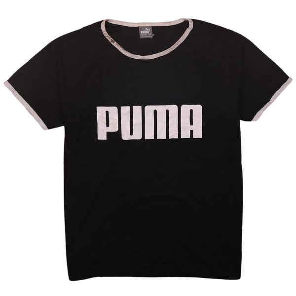 Puma 90s Black Spellout Women's Large Vintage T-Shirt Short Sleeve