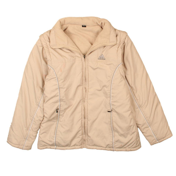 Adidas Women's 90's Beige Cream Windbreaker, Large Full Zip Jacket