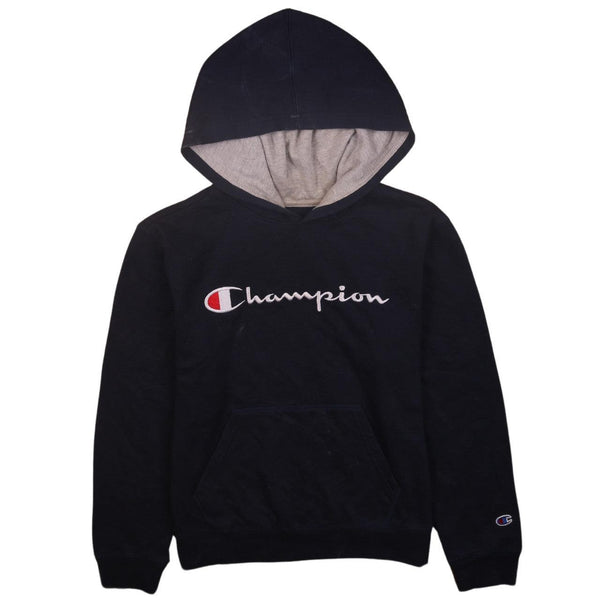 Vintage Champion 90's Navy Blue Spellout Pullover Hoodie Large