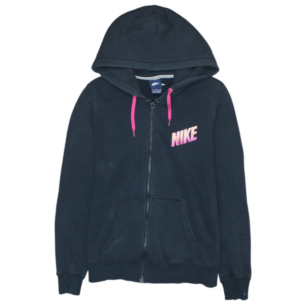 Nike 90's Black Full Zip Up Hoodie with Drawstring Pockets - Men's Large