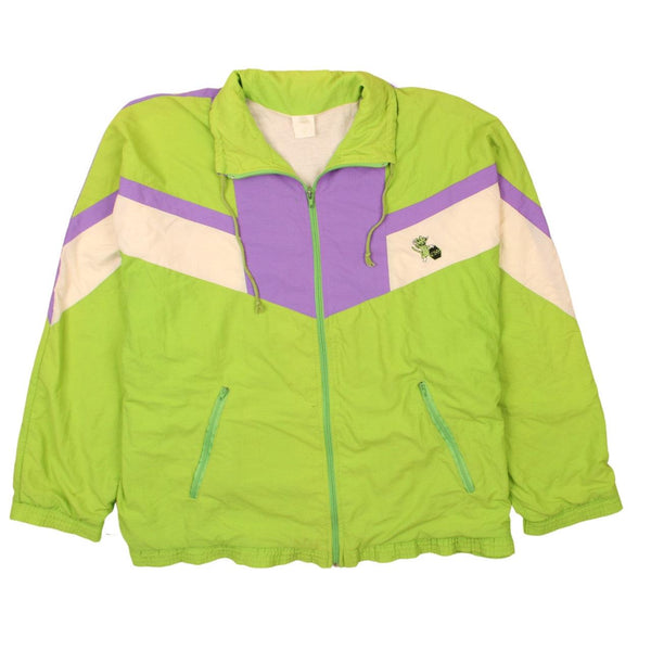 Active 90s Men's XXLarge Green Purple Lightweight Zip Windbreaker