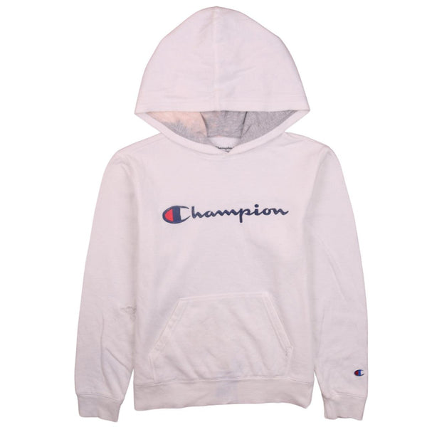Champion Women's Large 90's White Spellout Pullover Hoodie Vintage