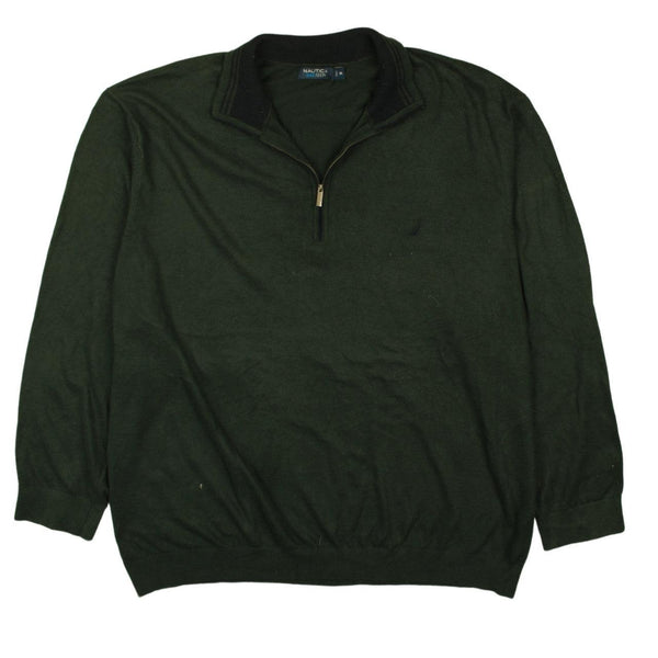 Nautica 90's Heavyweight Quarter Zip Sweatshirt XXXXXLarge (5XL) Green