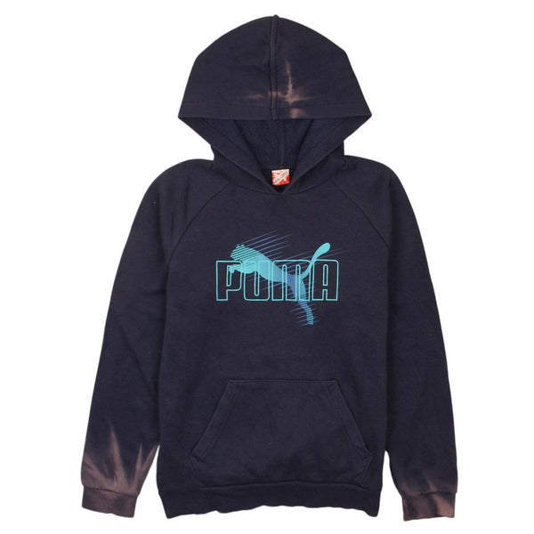 Puma Vintage 90's Navy Blue Spellout Pullover Hoodie Large No Size Tag