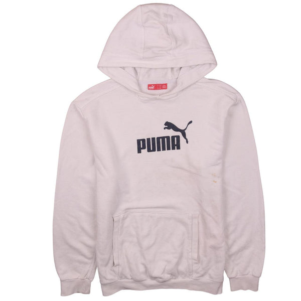 Puma Women's 90's White Spellout Pullover Hoodie XXL Retro Style