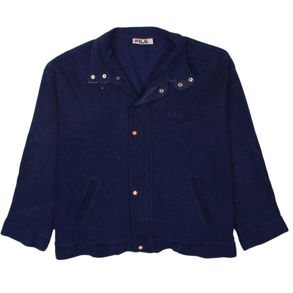Fila 90's Hiking Warm Button Up Fleece Jumper XXXLarge (missing sizing label) Navy Blue