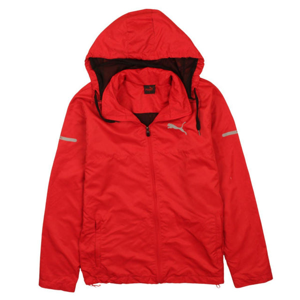 Puma 90's Women's Large Red Hooded Full Zip Windbreaker Jacket
