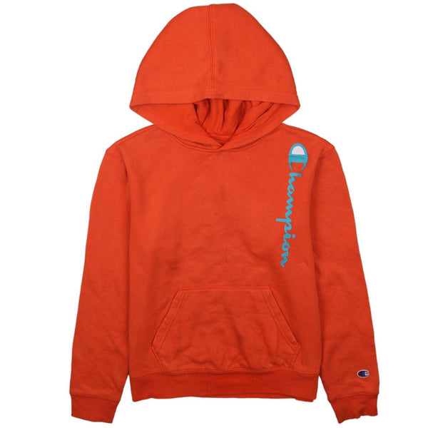 Vintage Champion 90s Orange Spellout Pullover Hoodie Women's L