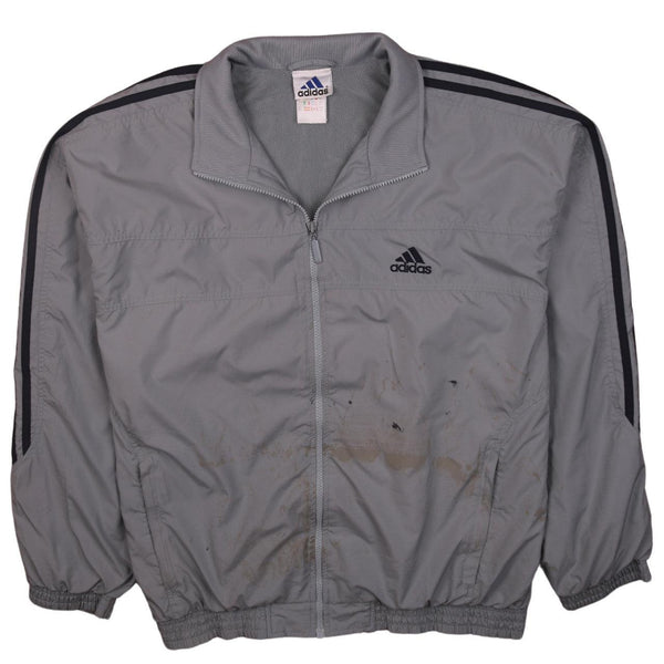 Adidas 90's Men's Large Grey Striped Full Zip Windbreaker Jacket