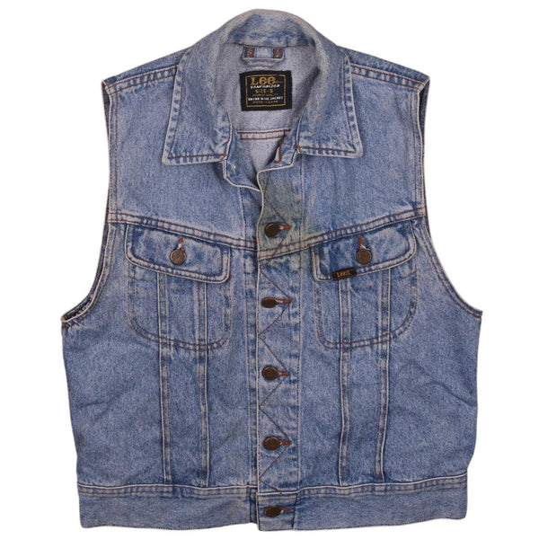 Lee 90's Vest Sleeveless Button Up Gilet Small Blue