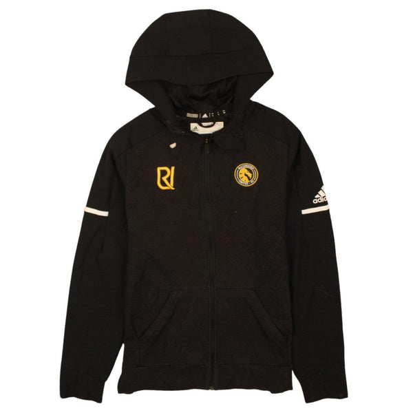 Adidas 90's Drawstring Pockets Full Zip Up Hoodie Small Black